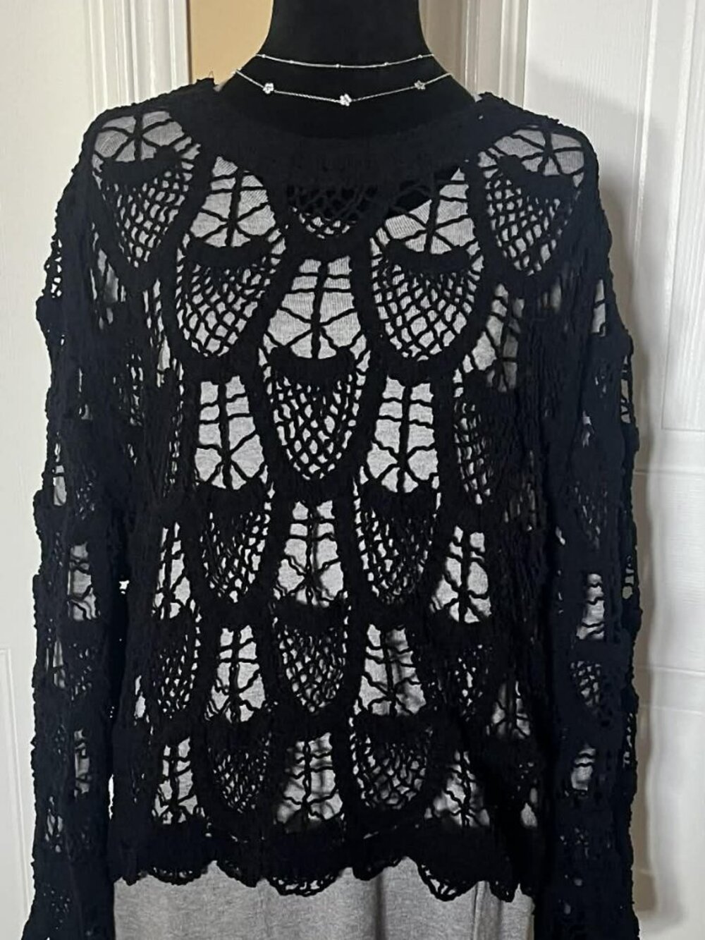 Black Crocheted Top Designed in Italy (E18) - Picture 2 of 9